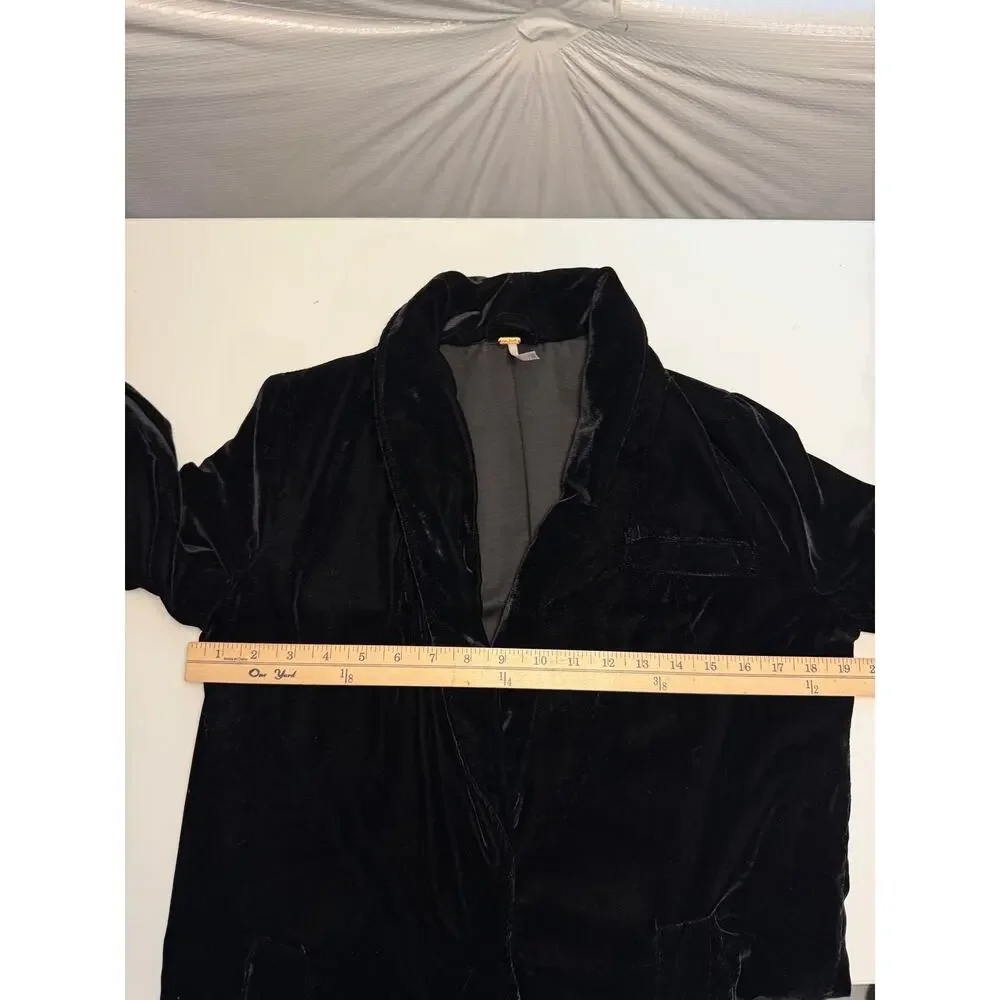Free People Womens XS Open Front Velvet Blazer Black Victorian Regency Dark Boho